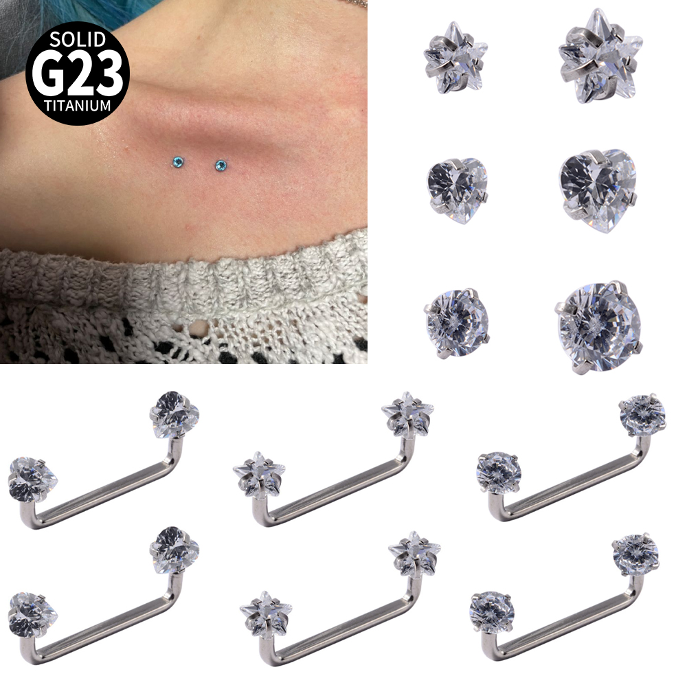 Dermal Anchor Top - 3-1 個インプラントグレードチタン皮下表面ピアスバーベル CZ クリスタル Hide-in スキンダイバーマイクロ皮下アンカージュエリー