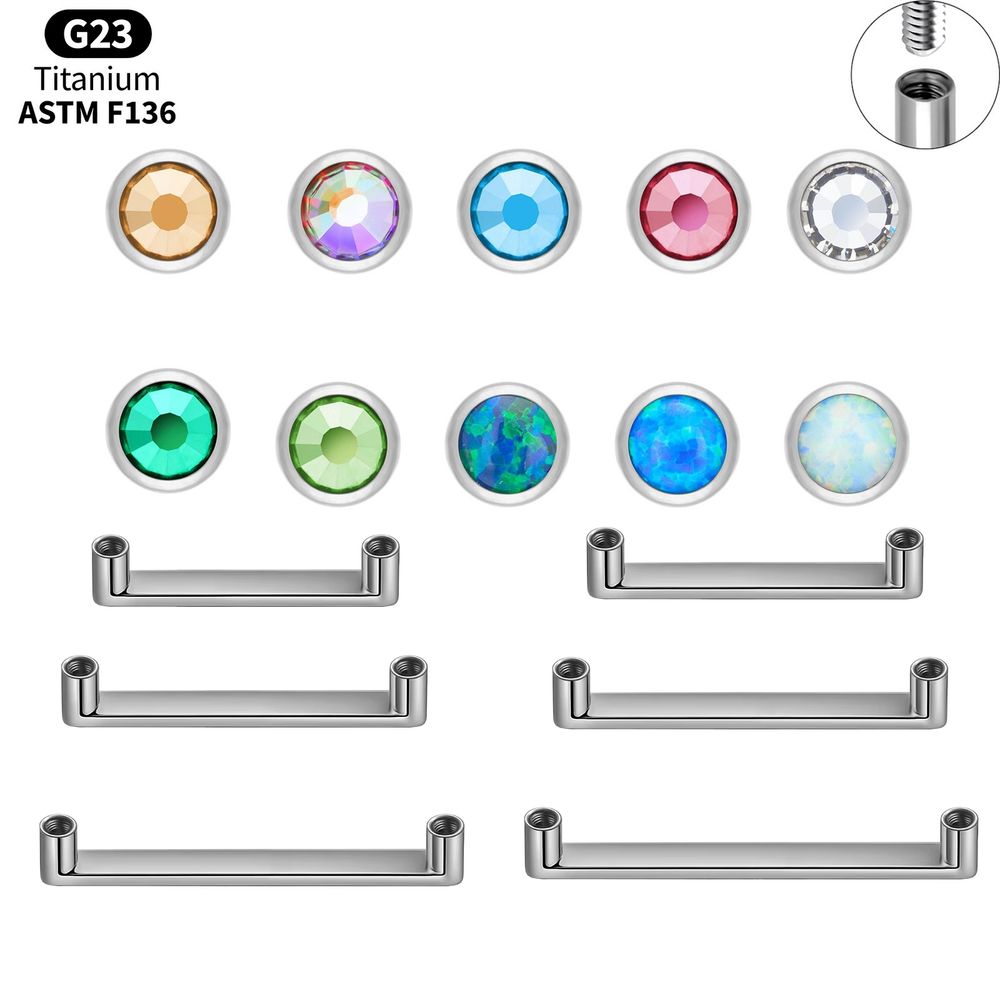 Dermal Anchor Top - ASTM F136規格チタン製ダーマルアンカートップラウンドCZベースピアス サーフェスダイバー 16G 1.2mm スキンインプラントボディジュエリー