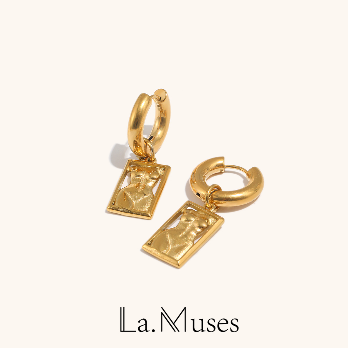 女性のためのステンレス鋼のイヤリング,長方形のボディアート, - Body Jewelry La のレビューと価格