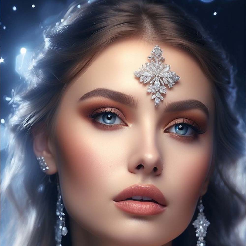 ストーンファン-インドの結婚式のための幾何学的な額のステッカ - Body Jewelry Indian のレビューと価格