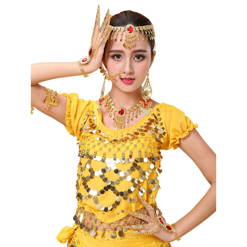 ボヘミアンスタイルのスパンコールヘッドチェーン、インドダンス - Body Jewelry Indian のレビューと価格