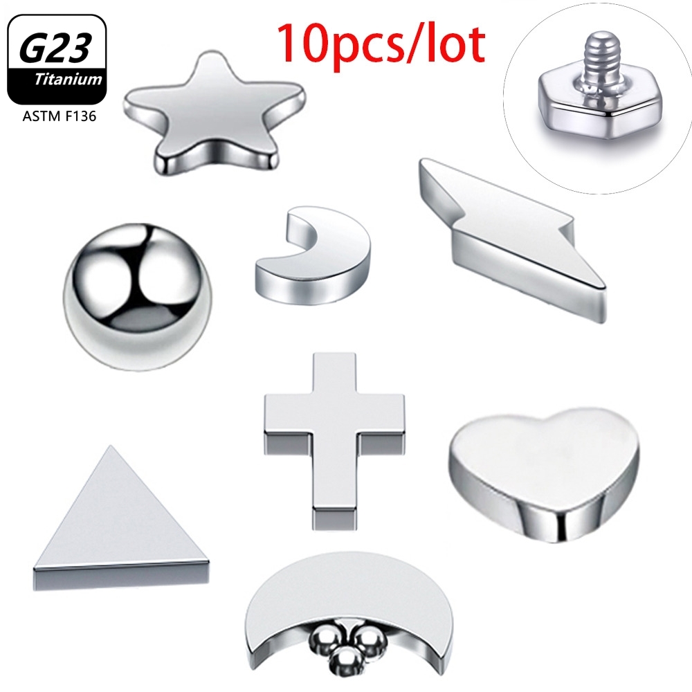 10 個 G23 チタン歯の表面外側リップネイルアクセサリー - Dermal Anchor Top のレビューと価格