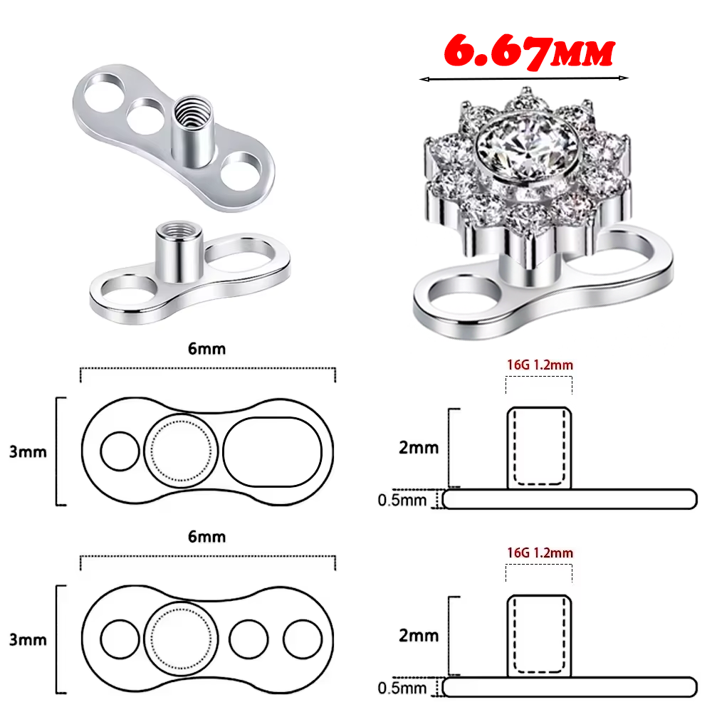 1/5個 ASTM F136 チタン合金 ジルコニア ひまわ - Dermal Anchor Top のレビューと価格