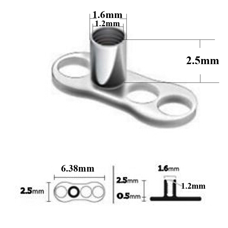 20 個 G23 ソリッドチタン & サージカルスチールダー - Dermal Anchor Top のレビューと価格