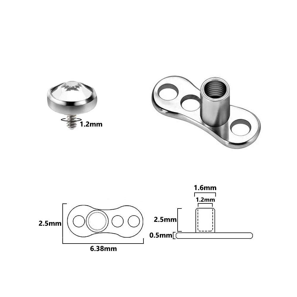 9PCS-1PC サージカルスチールスキンダイバー皮膚アンカ - Dermal Anchor Top のレビューと価格